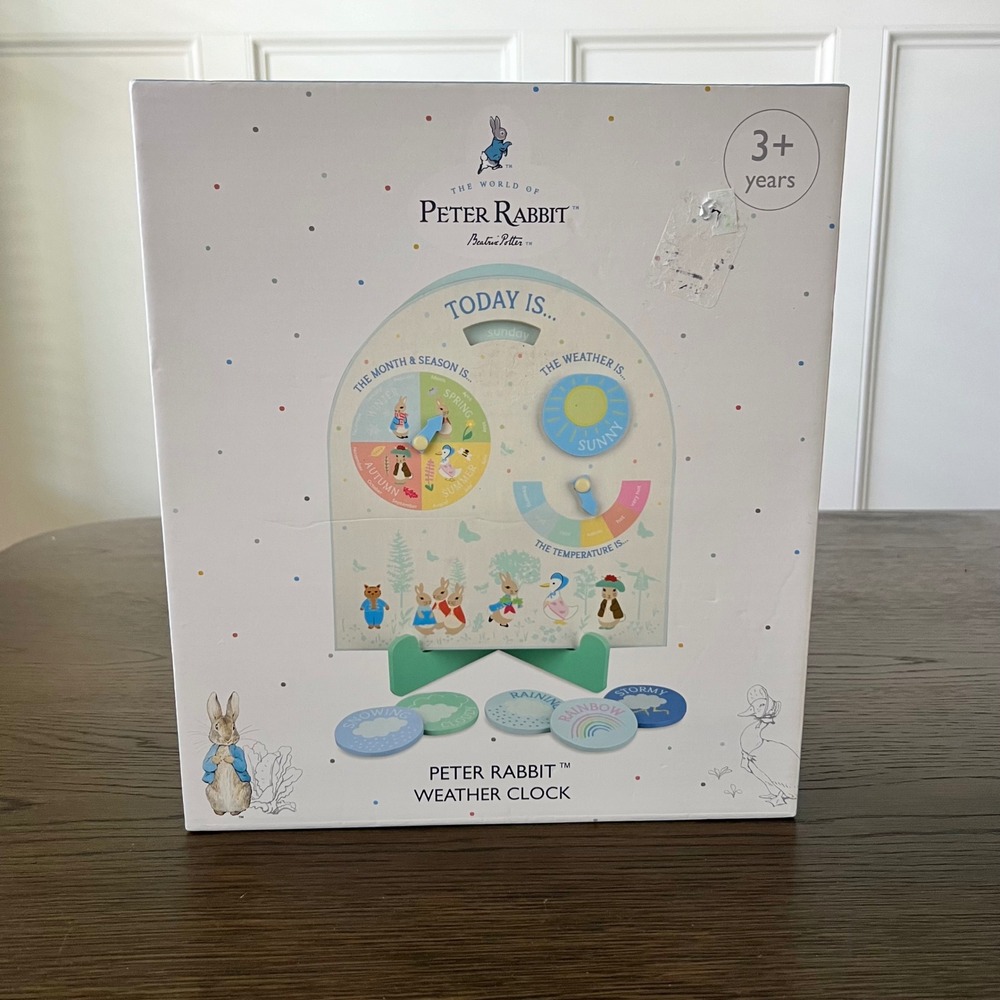 Peter Rabbit Wooden Weather Clock Beatrix Potter Orange Tree Toys Learning Board